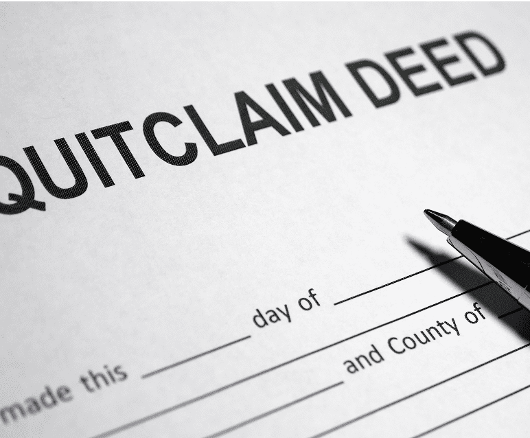 Close-up of quitclaim deed form