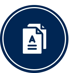 Blue circle document symbol