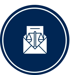 Envelope with legal scales icon