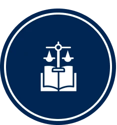 Justice symbol on a blue background