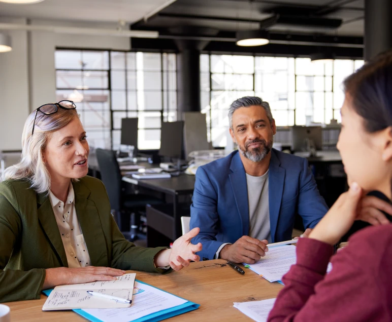 Professional discussion around a table